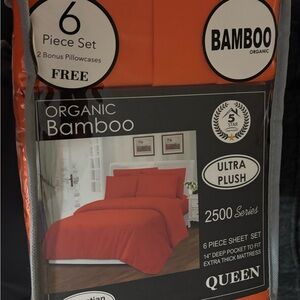 BAMBOO Organic Plush Queen Bedding Set - Vibrant Orange